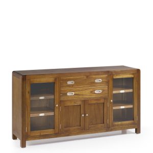 BUFET FLASH 2 CAJONES 2 PUERTAS CRISTAL 2 PUERTAS MADERA